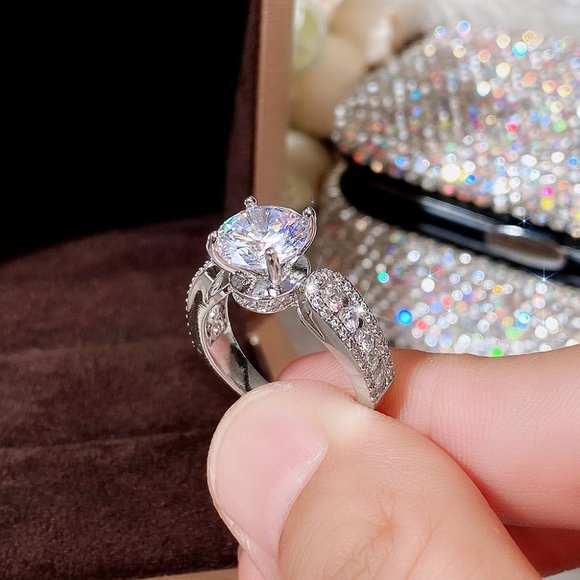 Round Solitaire Pave Engagement Ring - Picture 16 of 16